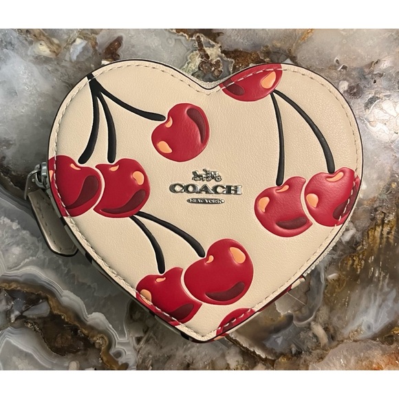 Coach Accessories - Coach White Cherry Heart Pouch!